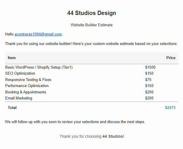 CRM email template preview